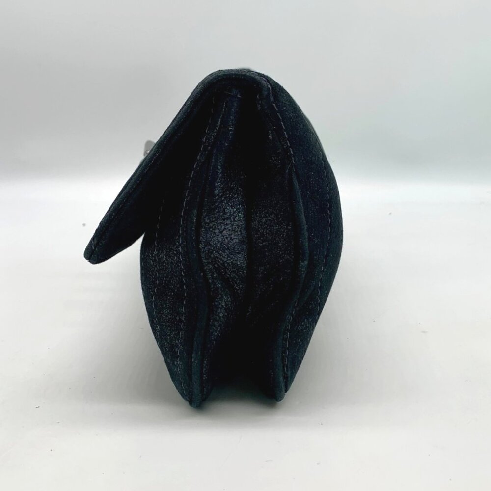 Treesje Black Leather Suede Buckle Clutch - Picture 3 of 10